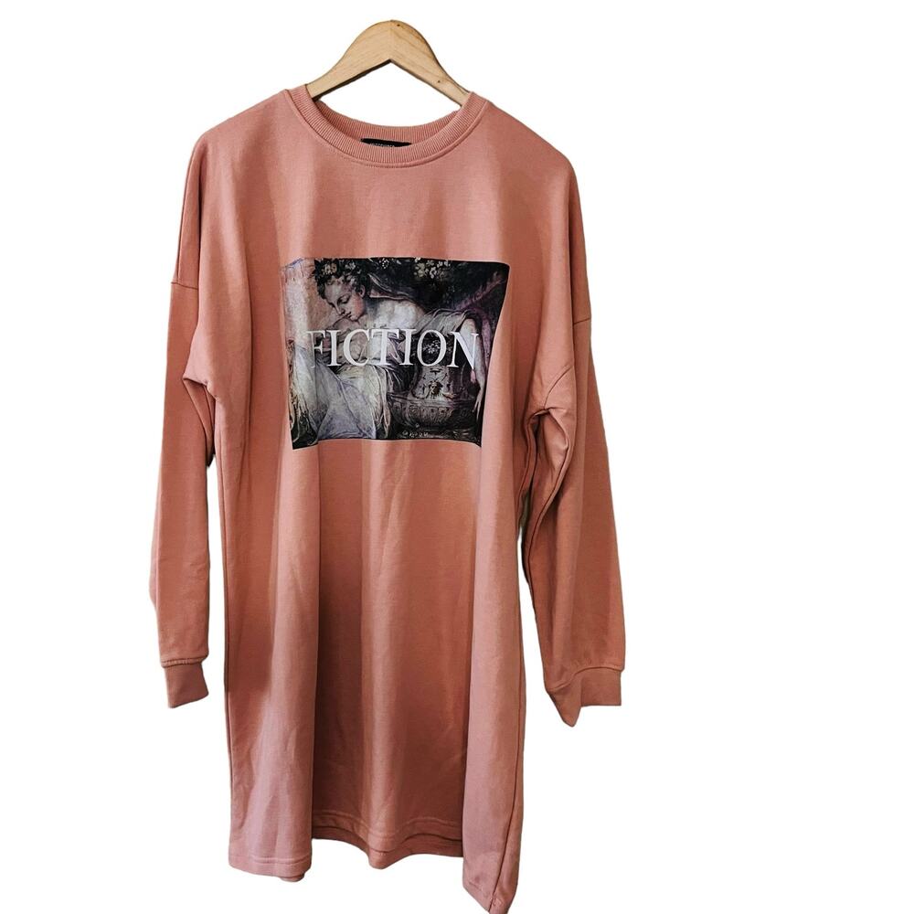 Missguided Corset Graphic Crew Neck Sweater Dress Size 8 NWT